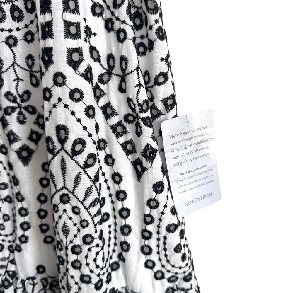 BTFL-LIFE Embroidered Eyelet 100% Cotton Aline Midi Dress Size Medium NWT - Picture 8 of 8